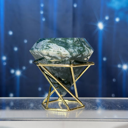 Moss Agate Diamond with Stand – 0.167 kg