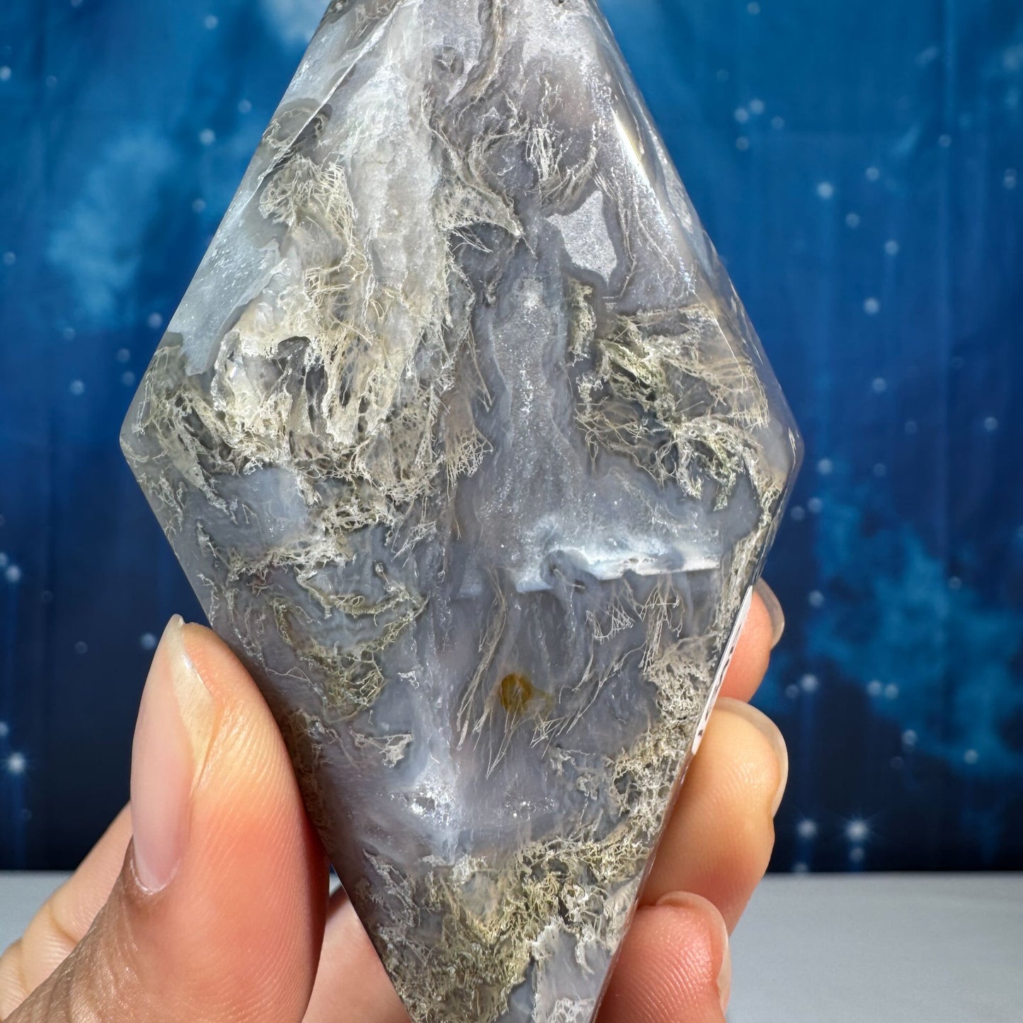 Moss Agate Rhombus with Dendrite – 0.153 kg