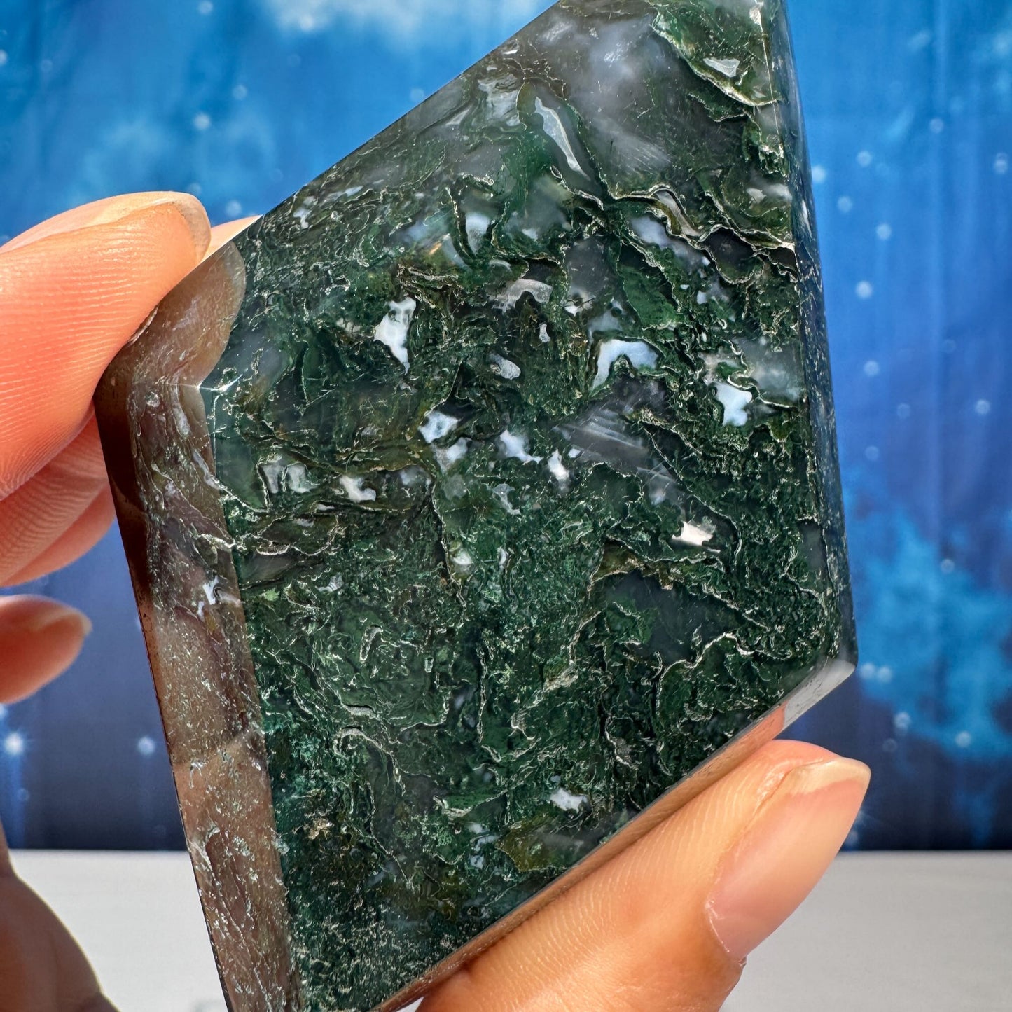 Moss Agate Rhombus – 0.147 kg