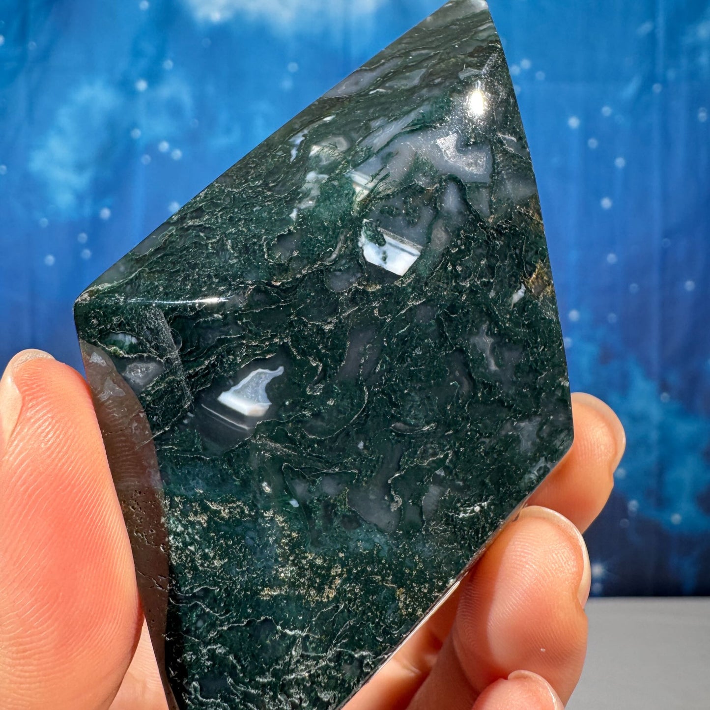Moss Agate Rhombus – 0.147 kg