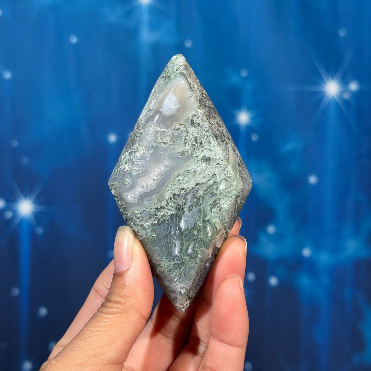 Moss Agate Rhombus – 0.133 kg