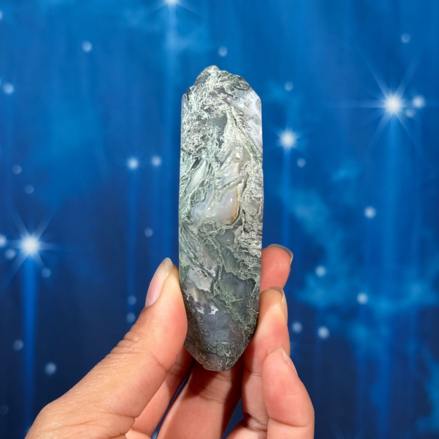 Moss Agate Rhombus – 0.133 kg