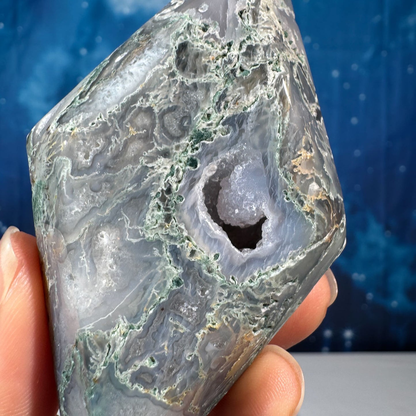 Moss Agate Rhombus – 0.130 kg