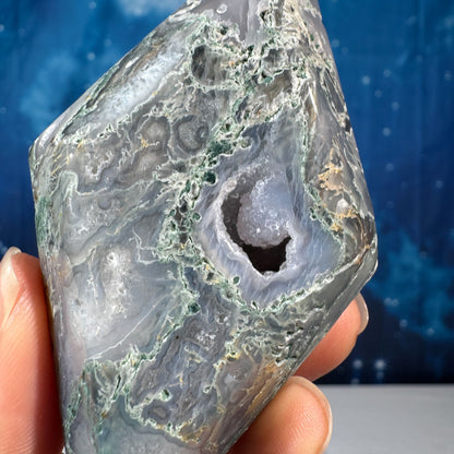 Moss Agate Rhombus – 0.130 kg