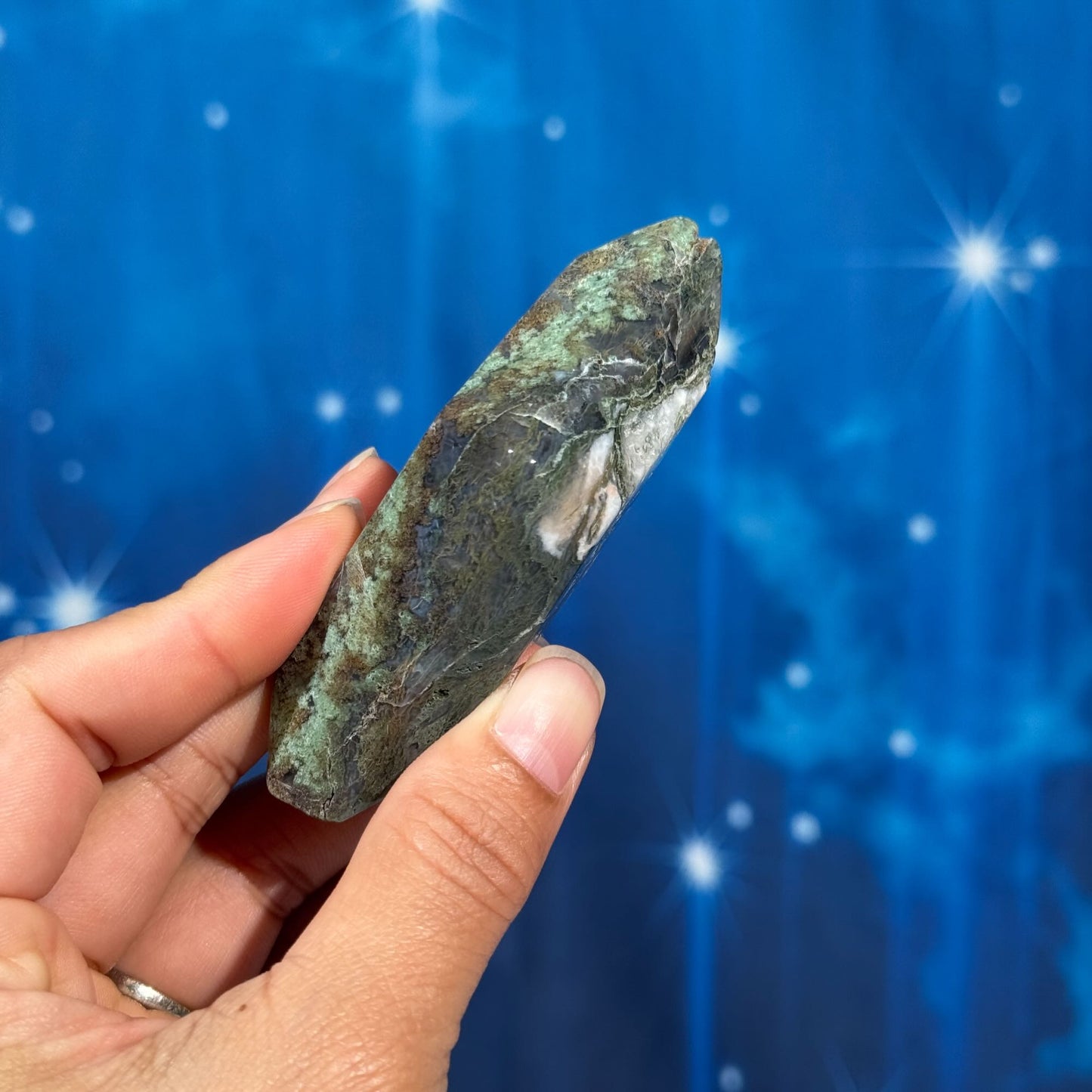 Moss Agate Rhombus – 0.099 kg