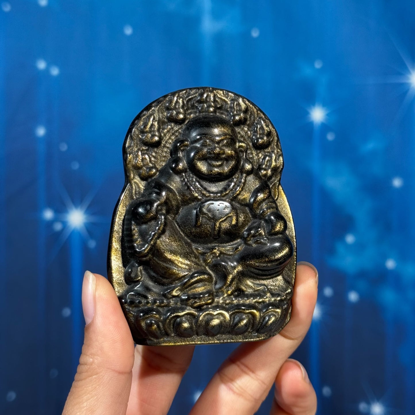 Gold-Sheen Obsidian Buddha – 0.116 kg