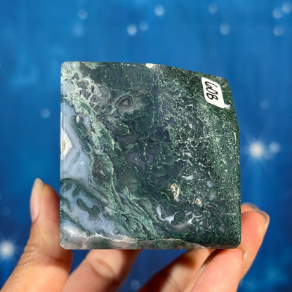 Moss Agate Cube – Corner-Standing • 0.544 kg