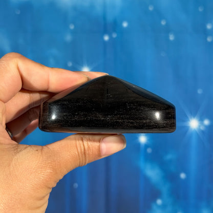 Silver Sheen Obsidian Heart – Flat-Backed • 0.196 kg