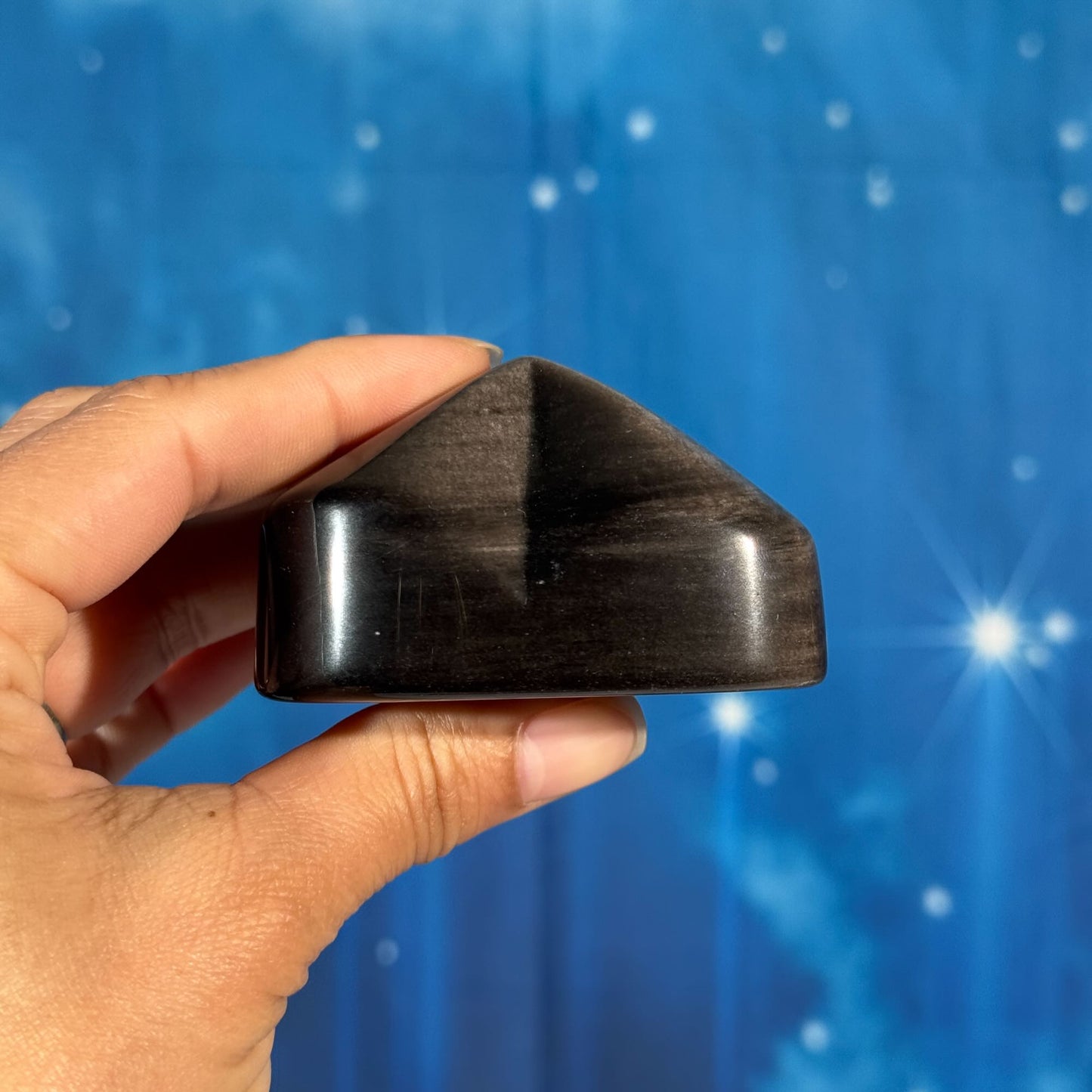 Silver Sheen Obsidian Heart – Flat-Backed • 0.173 kg