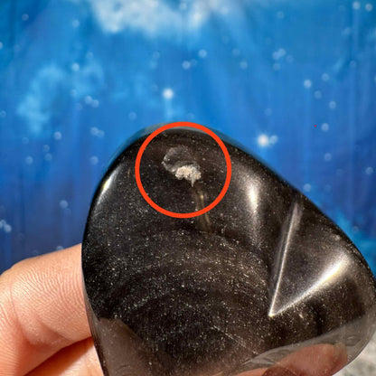 Silver Sheen Obsidian Heart – Flat-Backed • 0.054 kg