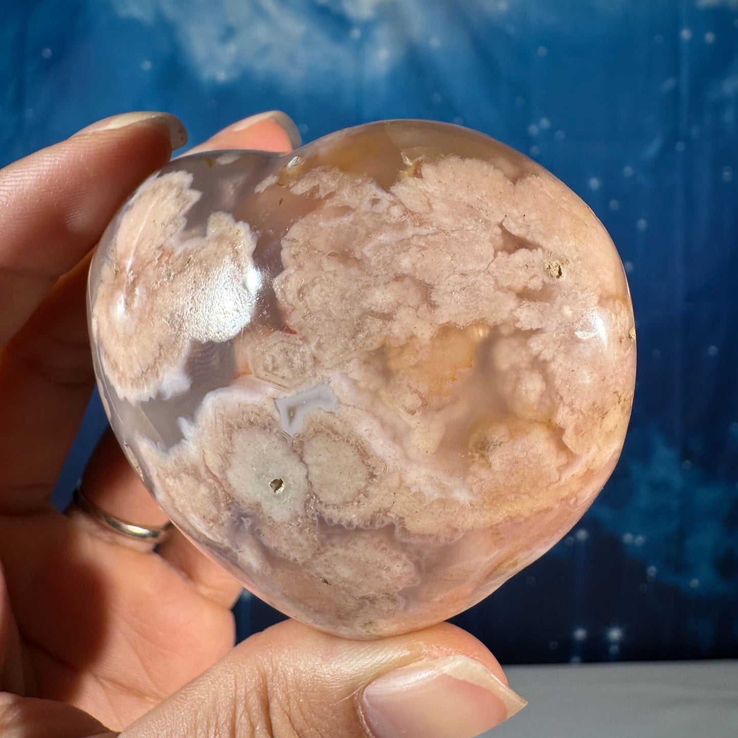 Flower Agate Puffy Heart – 0.215 kg