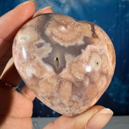 Flower Agate Puffy Heart – 0.215 kg