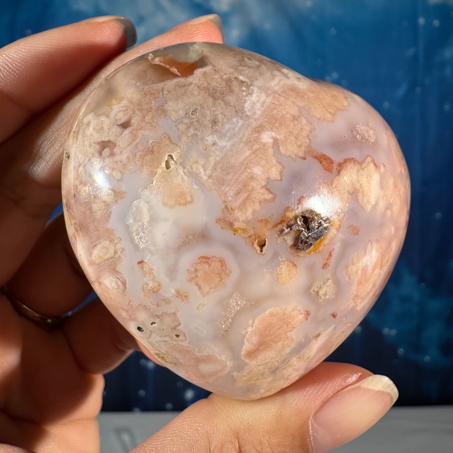 Flower Agate Puffy Heart – 0.215 kg