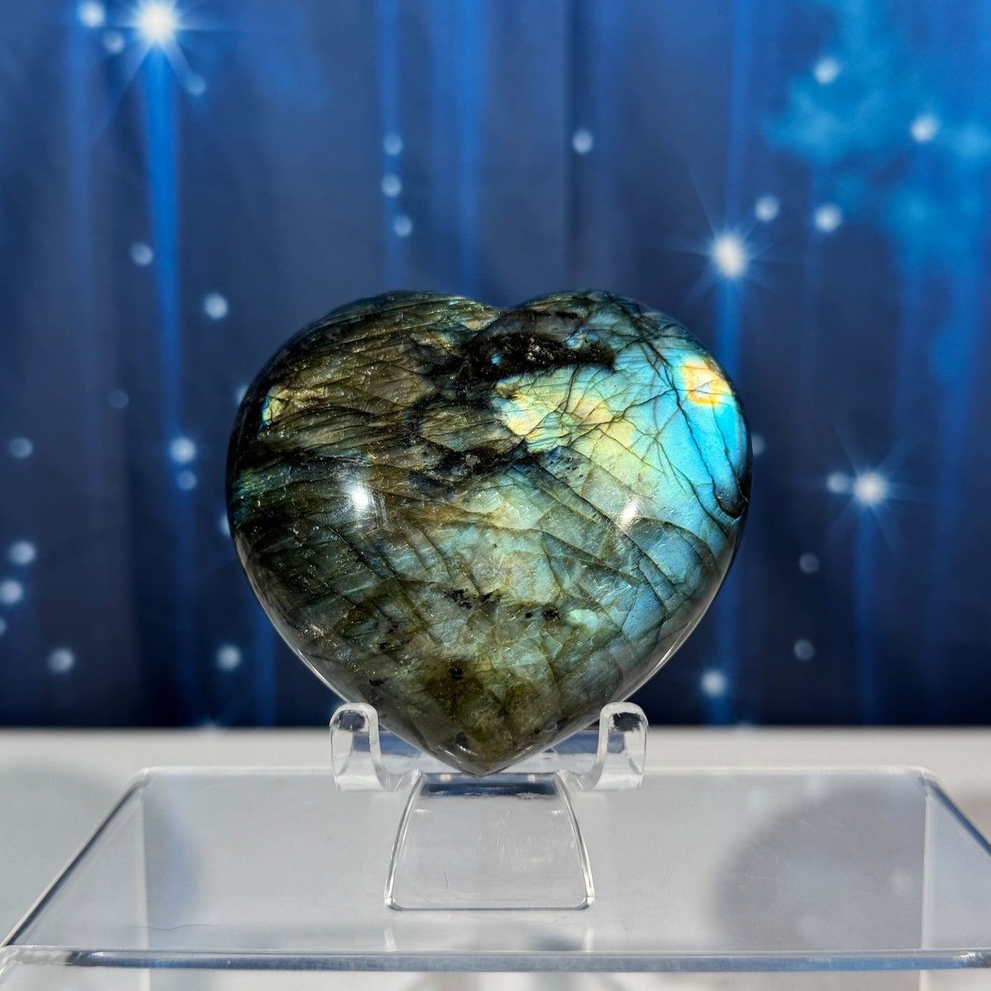 Labradorite Heart – Extremely Flashy • 0.360 kg