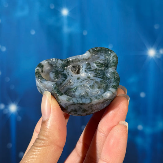 Moss Agate Bowl – Bear Shape • 0.051 kg