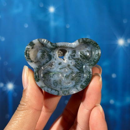 Moss Agate Bowl – Bear Shape • 0.051 kg