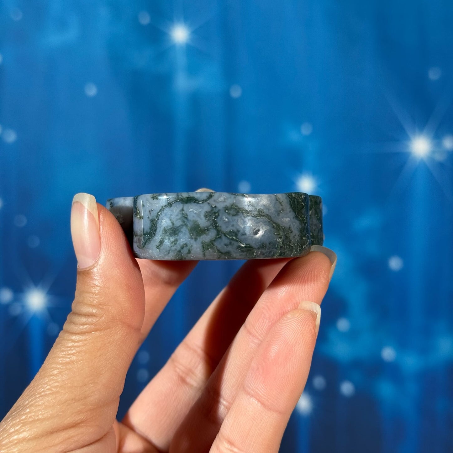 Moss Agate Bowl – Bear Shape • 0.051 kg