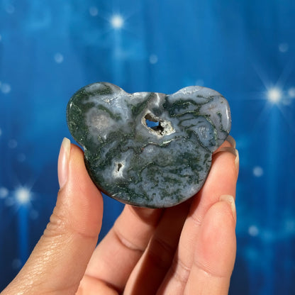 Moss Agate Bowl – Bear Shape • 0.051 kg