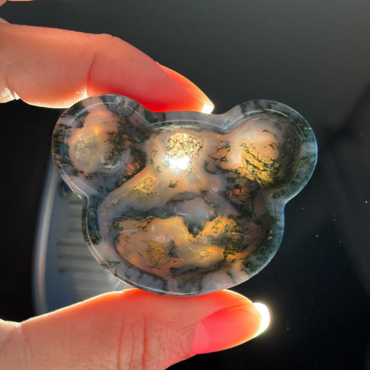 Moss Agate Bowl – Bear Shape • 0.051 kg