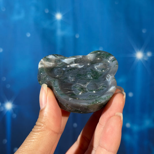 Moss Agate Bowl – Bear Shape • 0.065 kg