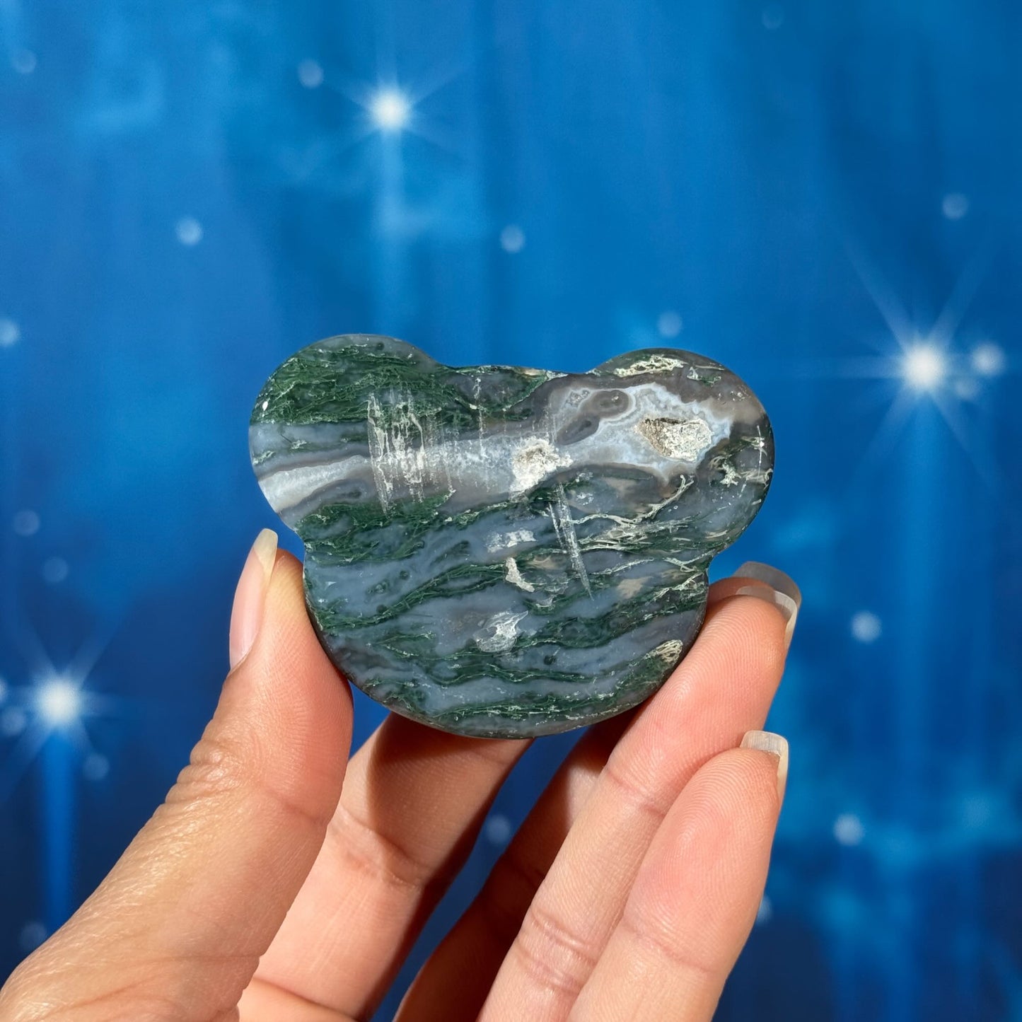 Moss Agate Bowl – Bear Shape • 0.065 kg