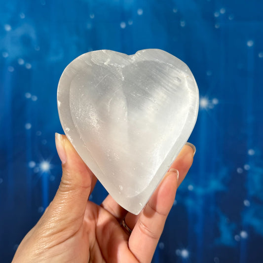 Satin Spar Bowl – Heart-shaped • 0.281 kg