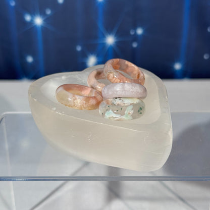 Satin Spar Bowl – Heart-shaped • 0.281 kg