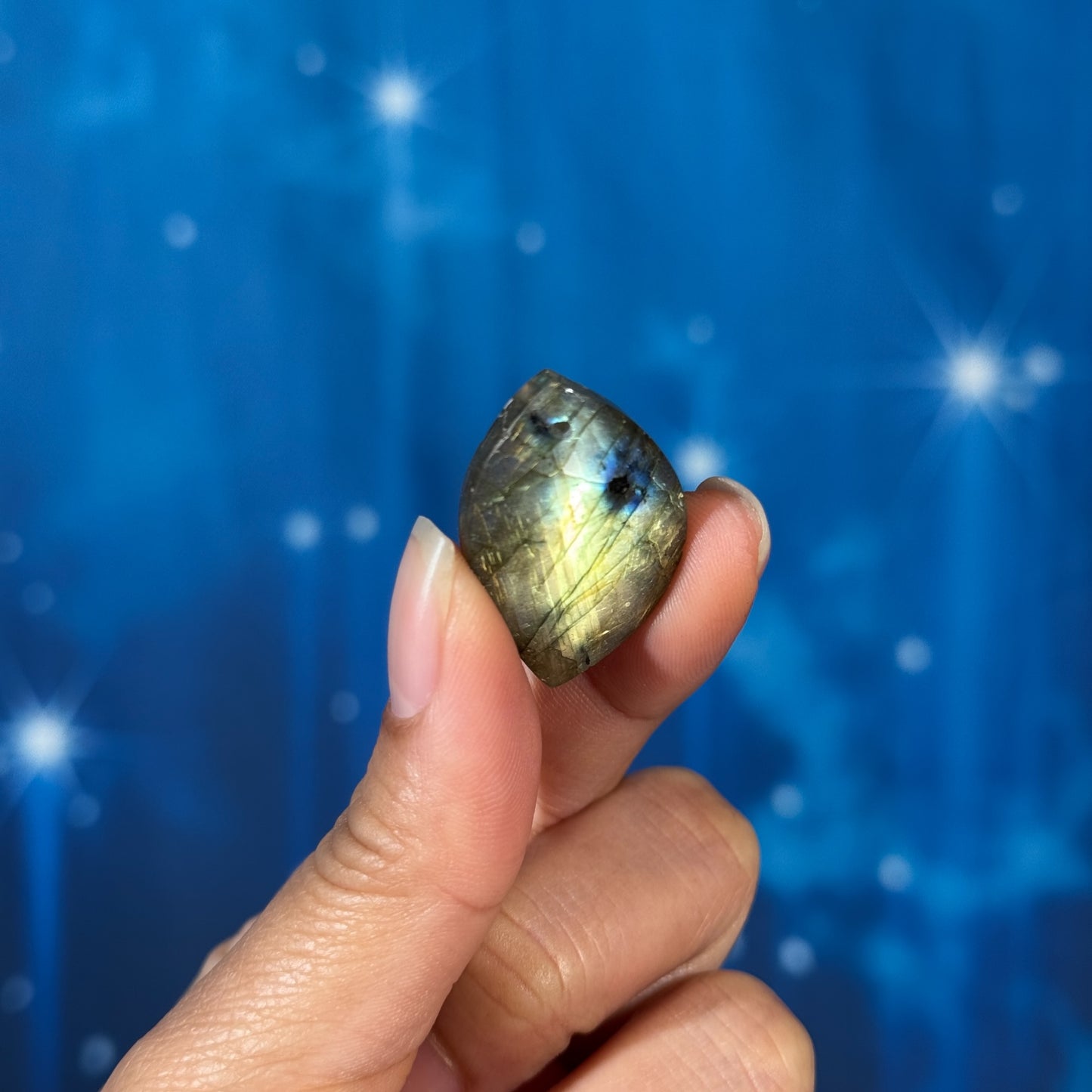 Labradorite Cabochon – Pre-Drilled • 6 grams