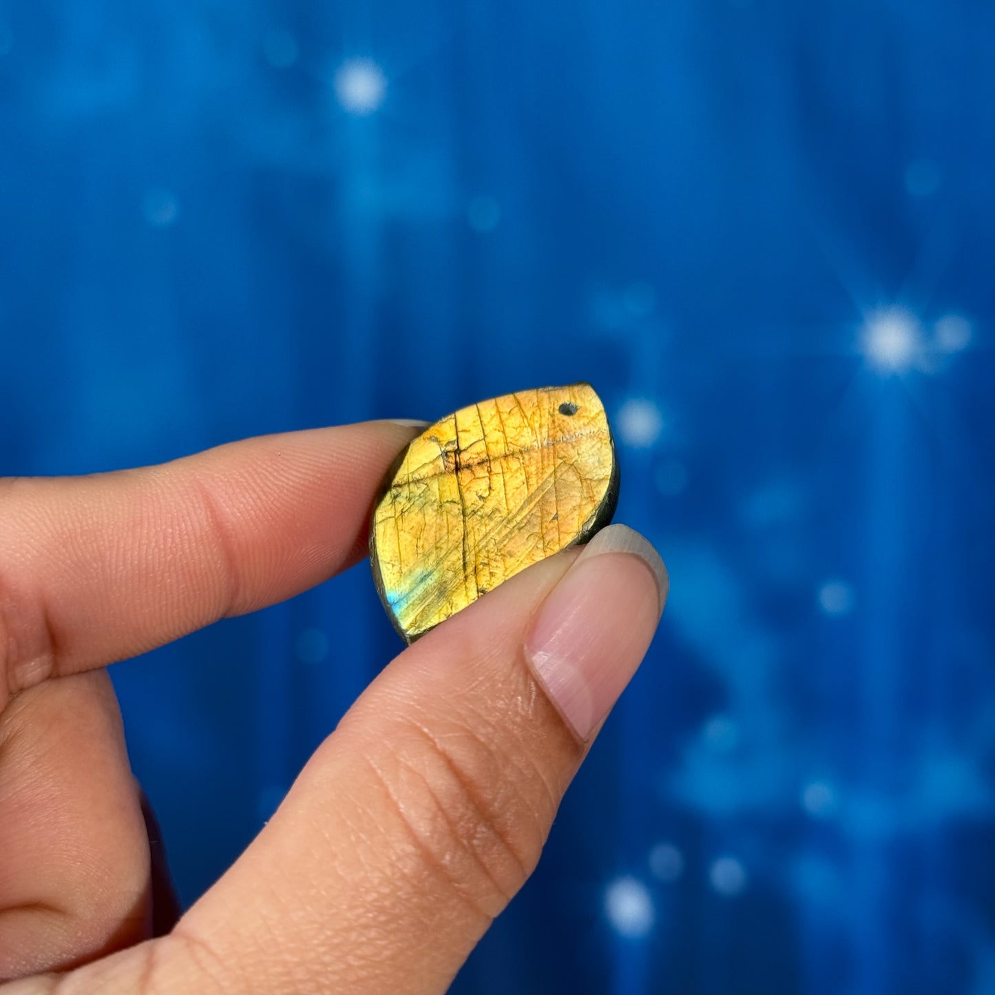 Labradorite Cabochon – Pre-Drilled • 6 grams