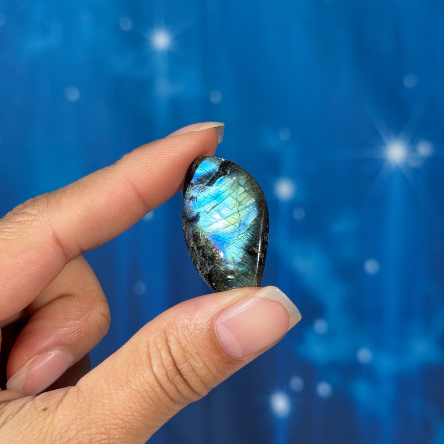 Labradorite Cabochon – Pre-Drilled • 7 grams