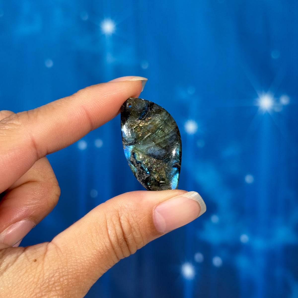 Labradorite Cabochon – Pre-Drilled • 7 grams