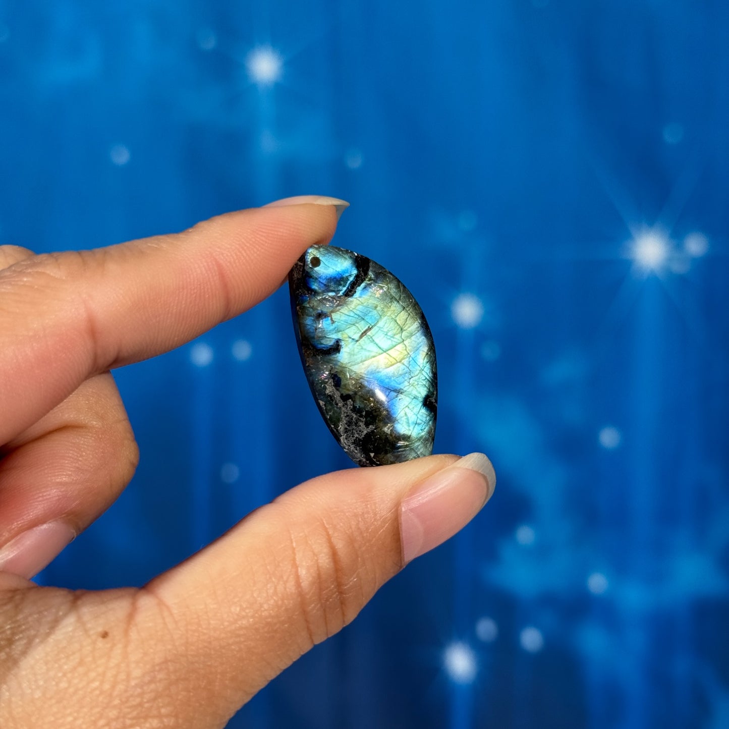 Labradorite Cabochon – Pre-Drilled • 7 grams