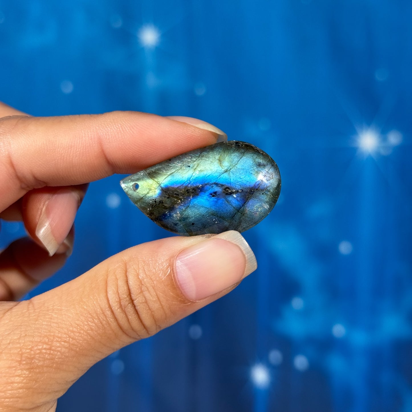 Labradorite Cabochon – Pre-Drilled • 8 grams