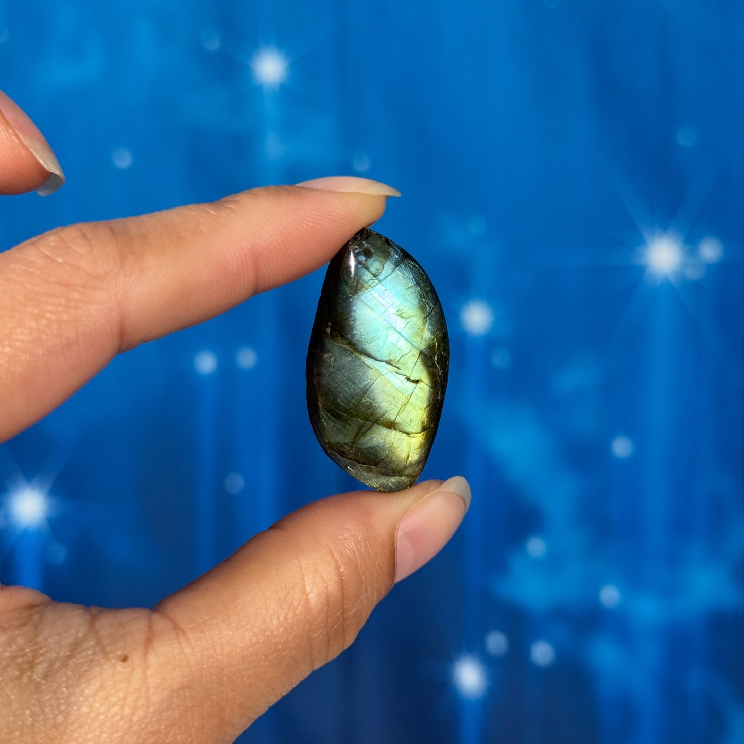 Labradorite Cabochon – Pre-Drilled • 9 grams
