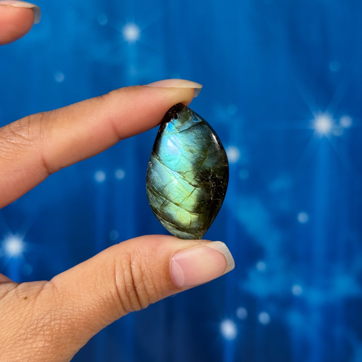 Labradorite Cabochon – Pre-Drilled • 9 grams