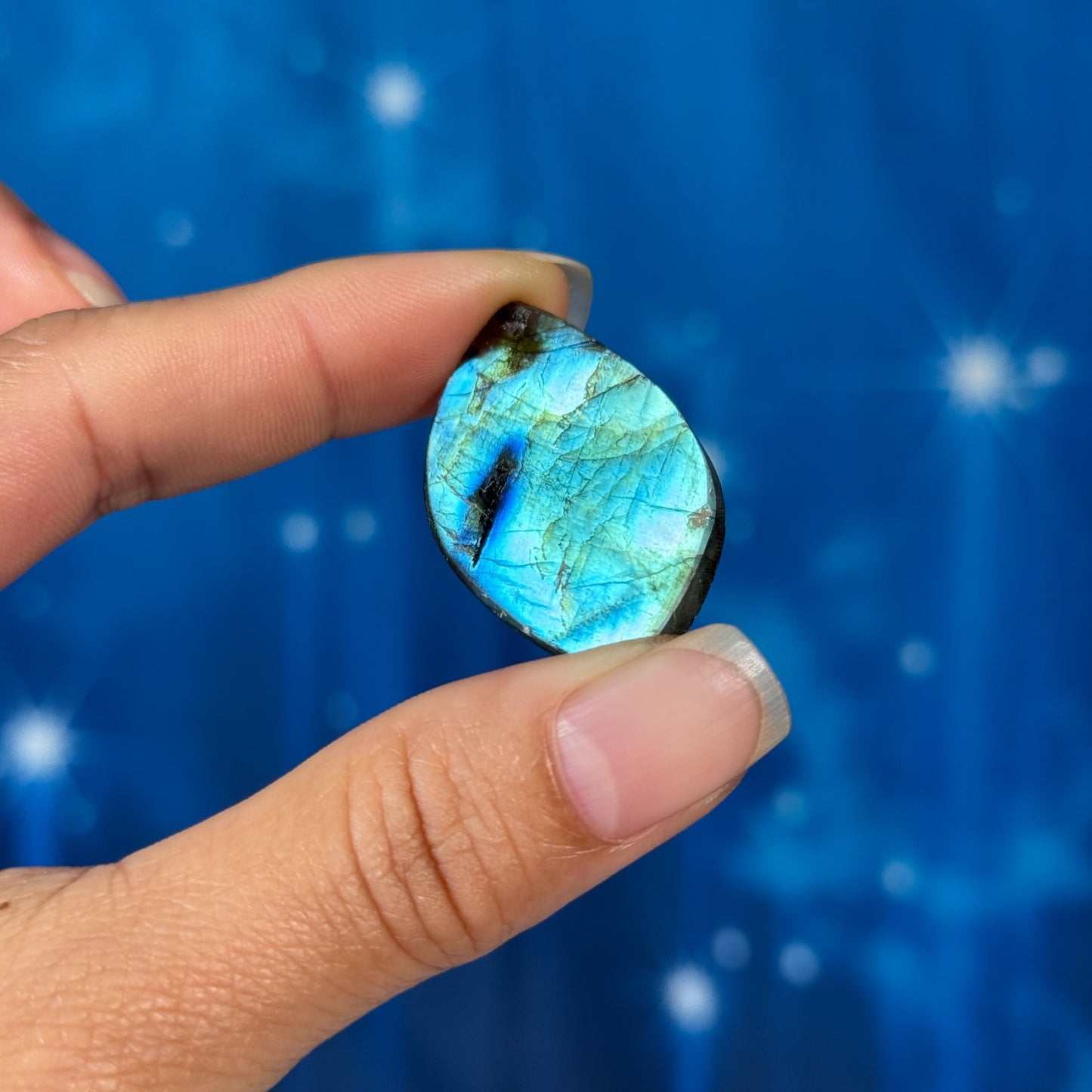 Labradorite Cabochon – Pre-Drilled • 9 grams