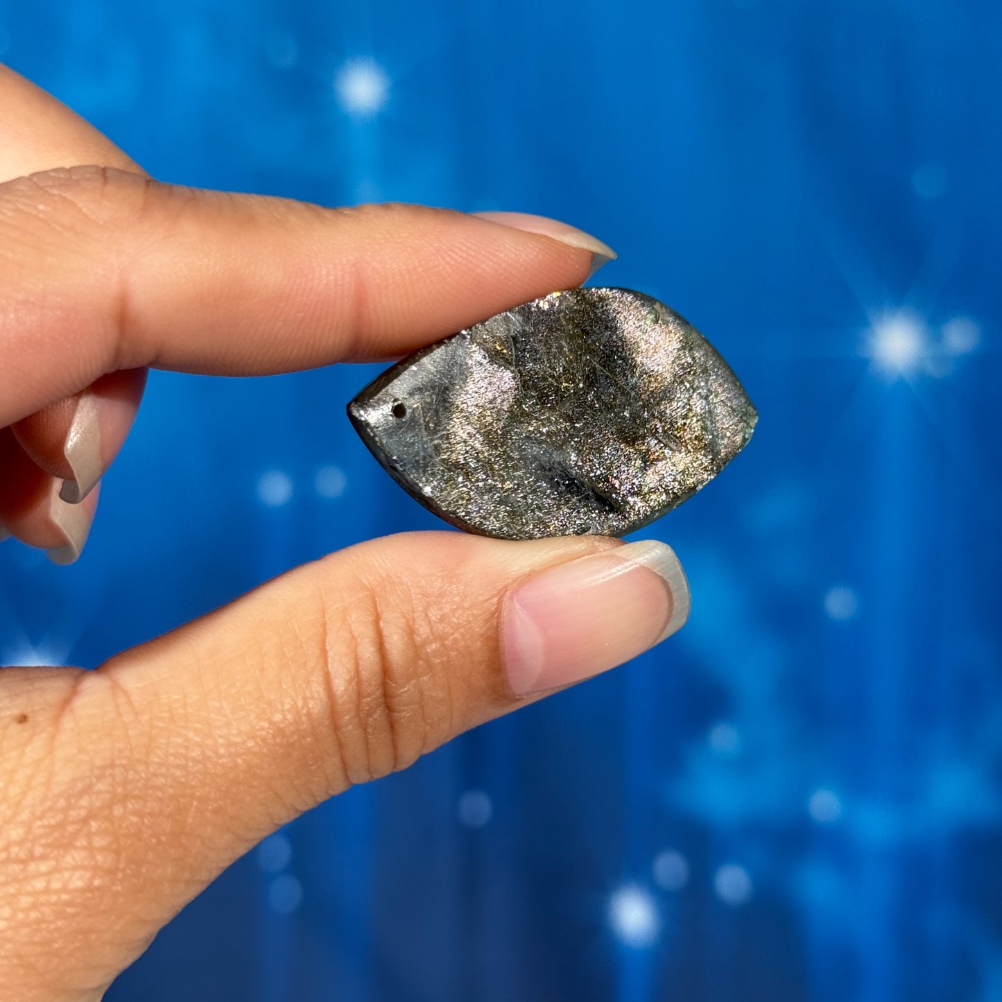 Labradorite Cabochon – Pre-Drilled • 9 grams