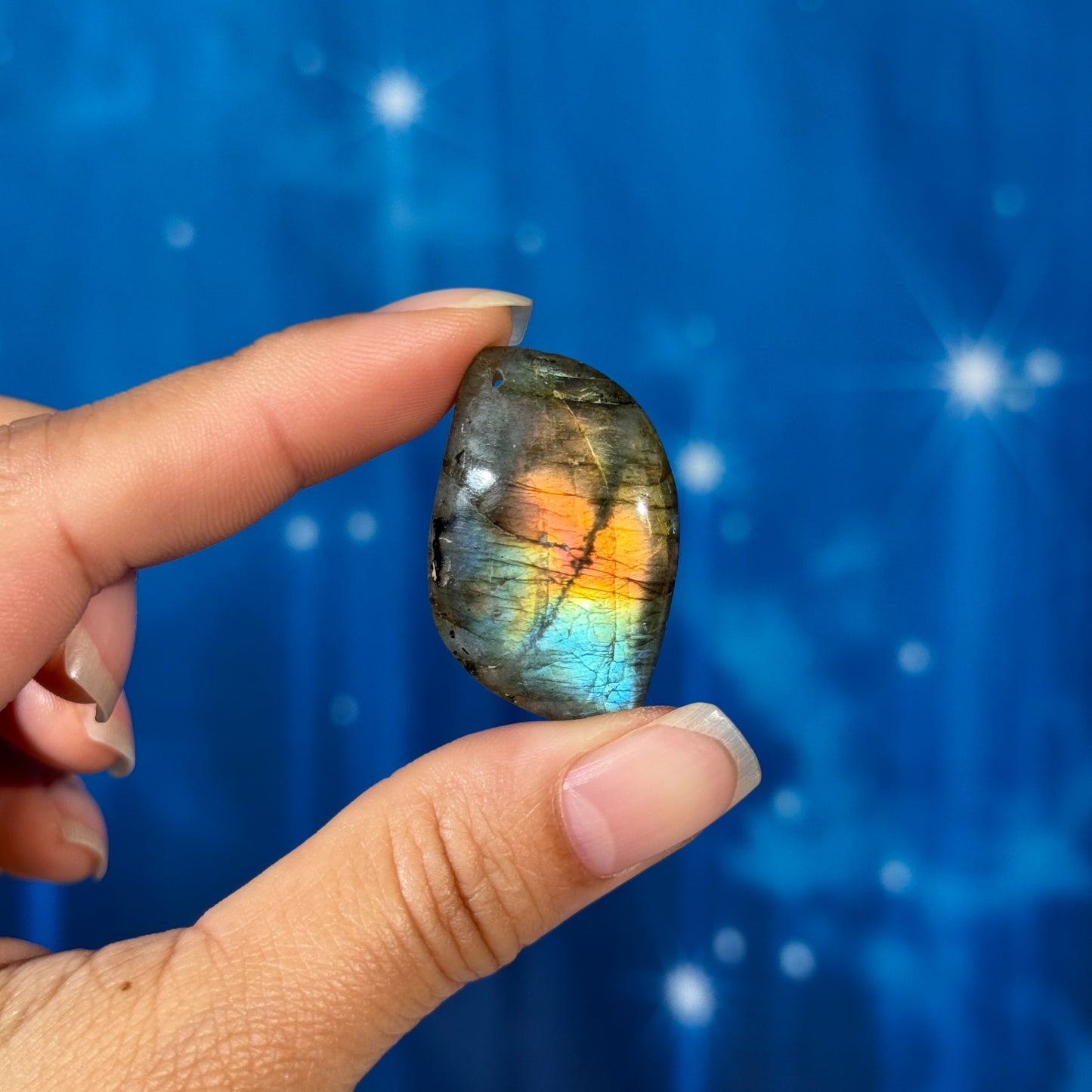Labradorite Cabochon – Pre-Drilled • 9 grams