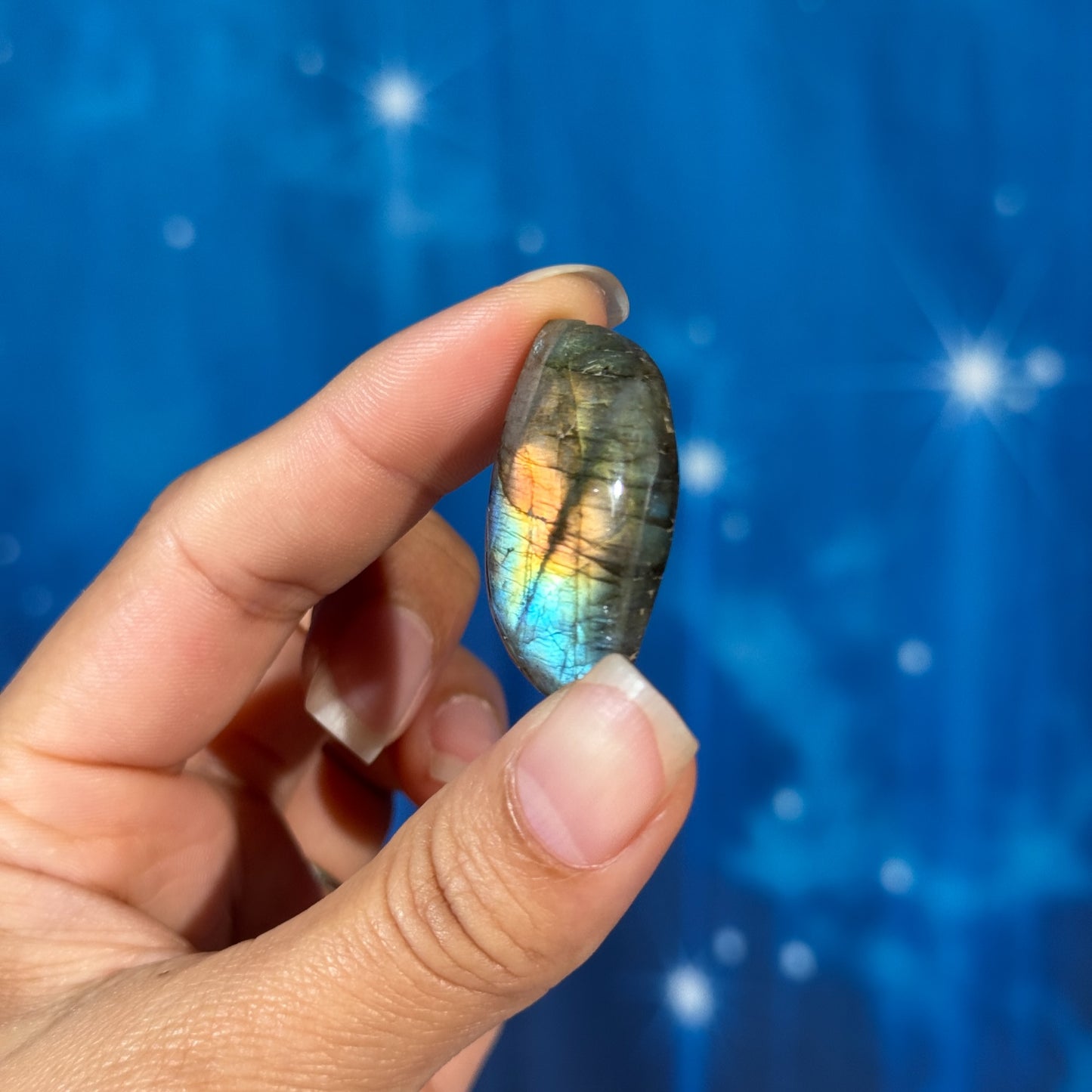 Labradorite Cabochon – Pre-Drilled • 9 grams