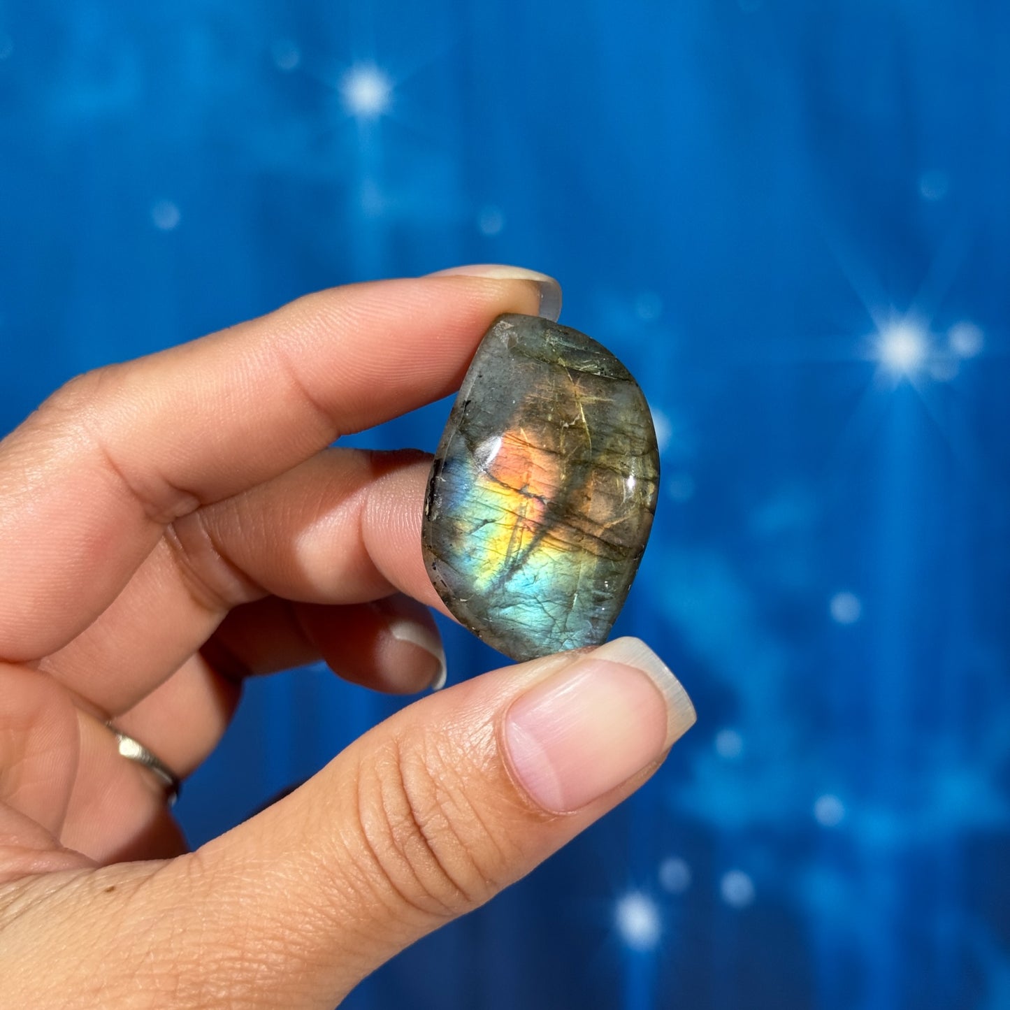 Labradorite Cabochon – Pre-Drilled • 9 grams