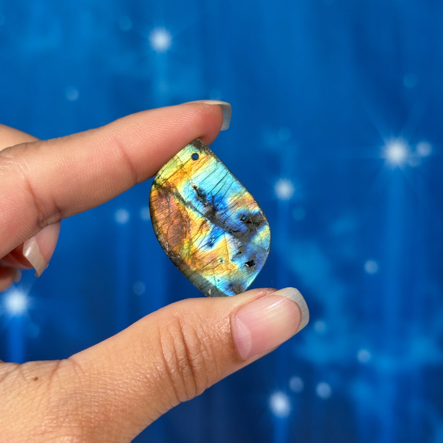 Labradorite Cabochon – Pre-Drilled • 9 grams