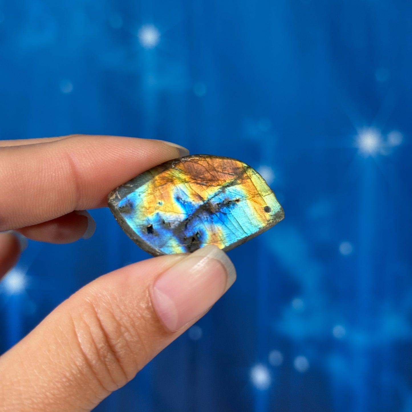 Labradorite Cabochon – Pre-Drilled • 9 grams