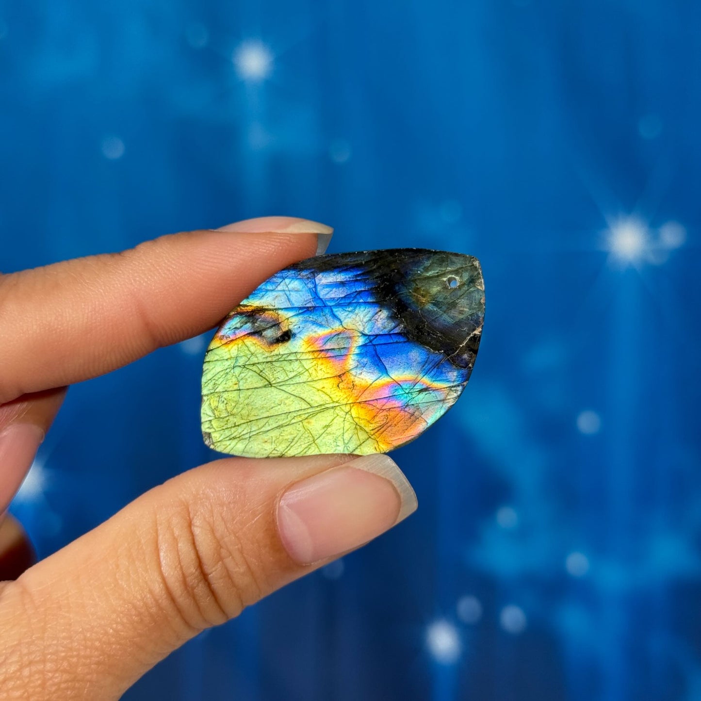 Labradorite Cabochon – Pre-Drilled • 11 grams