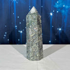 Moss Agate Druzy Tower – 1.089 kg