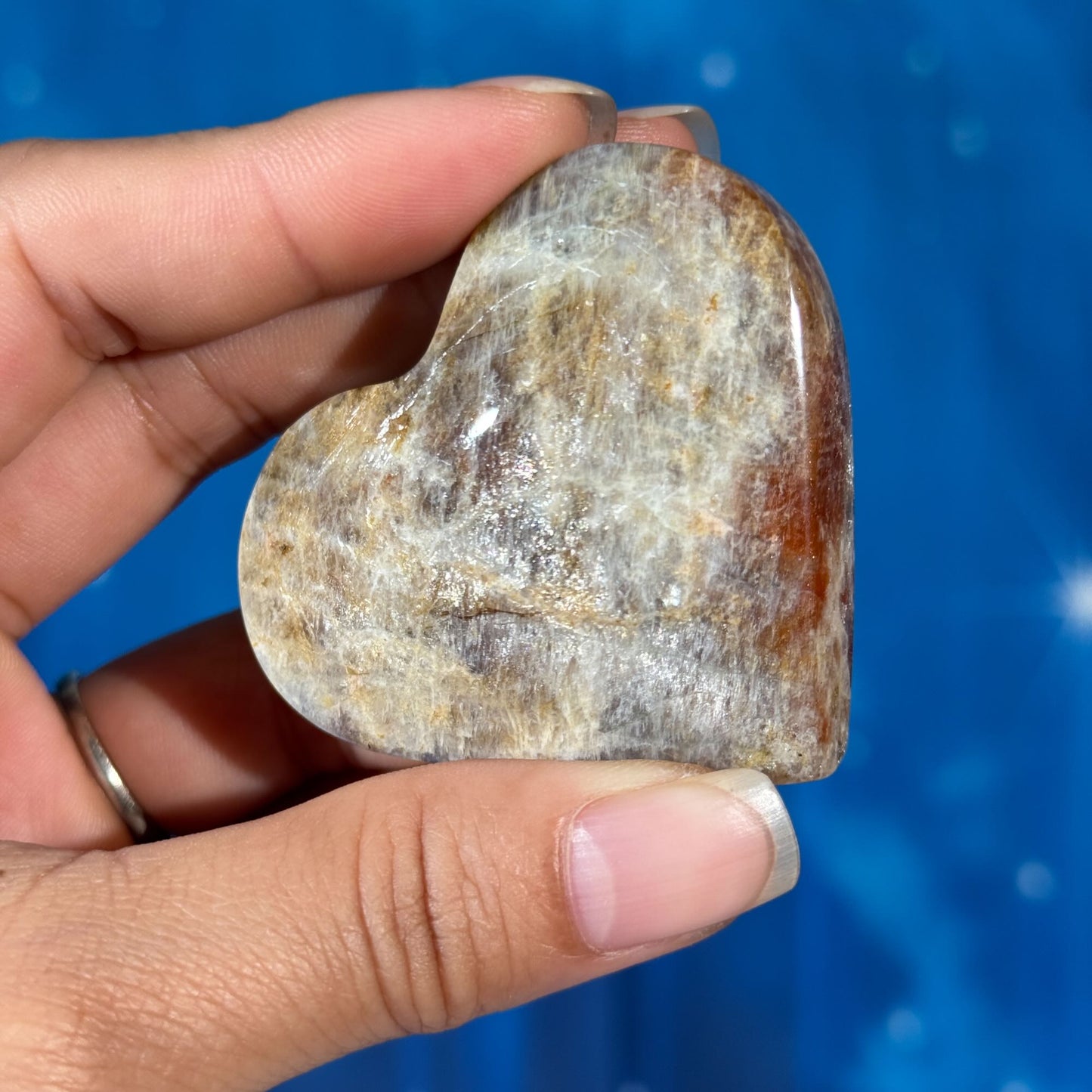 Moonstone with Sunstone Heart – Belomorite • 0.077 kg