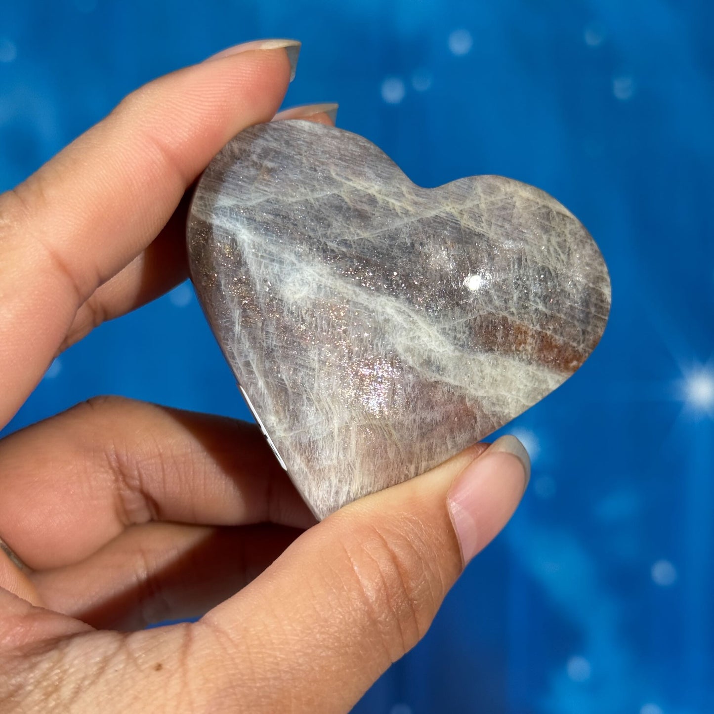 Moonstone with Sunstone Heart – Belomorite • 0.088 kg