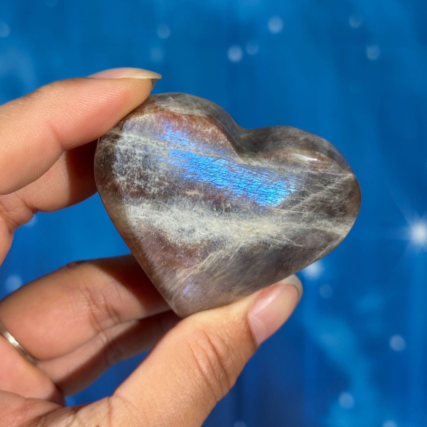 Moonstone with Sunstone Heart – Belomorite • 0.088 kg