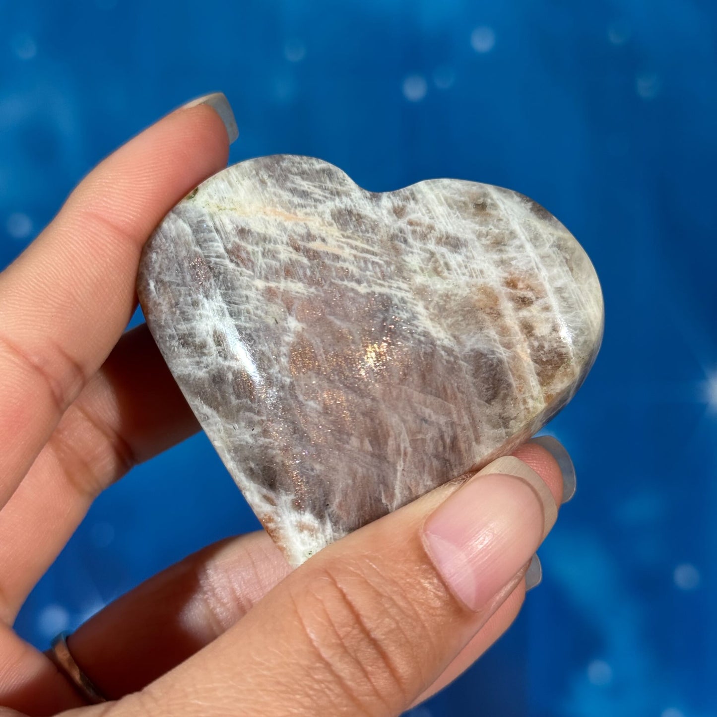 Moonstone with Sunstone Heart – Belomorite • 0.094 kg