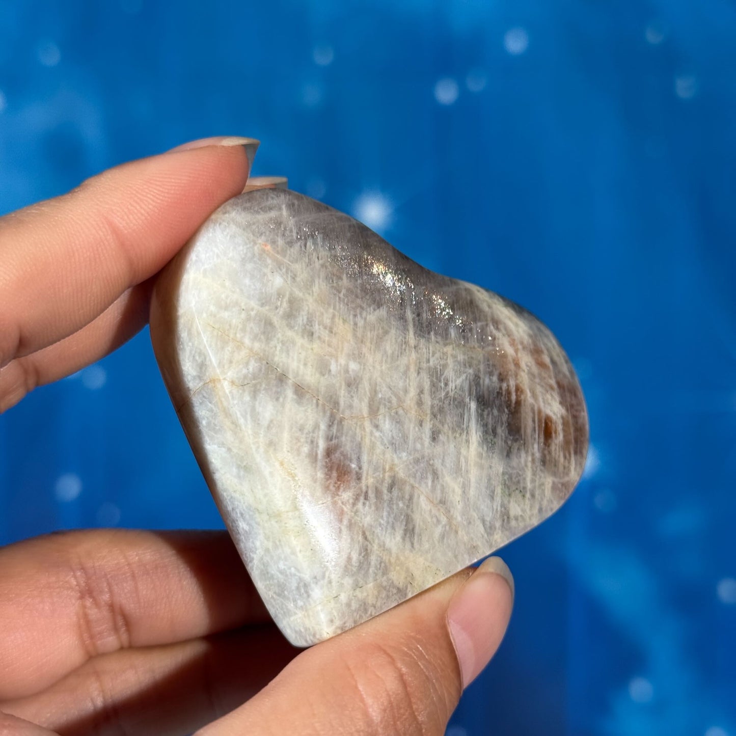 Moonstone with Sunstone Heart – Belomorite • 0.116 kg
