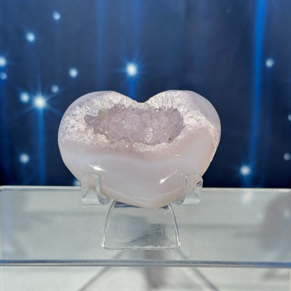 Druzy Agate Heart with Calcite – 0.077 kg